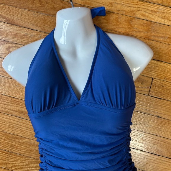 J Crew Blue Ruched One Piece, size 8 - Picture 6 of 11